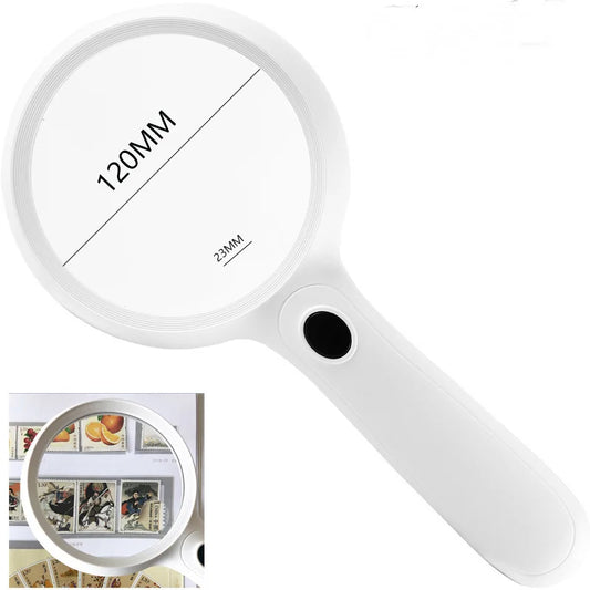 Handheld Magnifying Glass 120Mm Large Diameter Reading 14 Led Light Comfortable Handle Design Peaceful Pleasures Health and Wellness 120mm