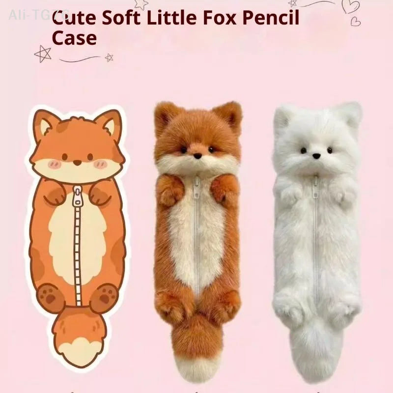 Cute Cartoon Plush Animal Pencil Case | Student Stationery Pouch