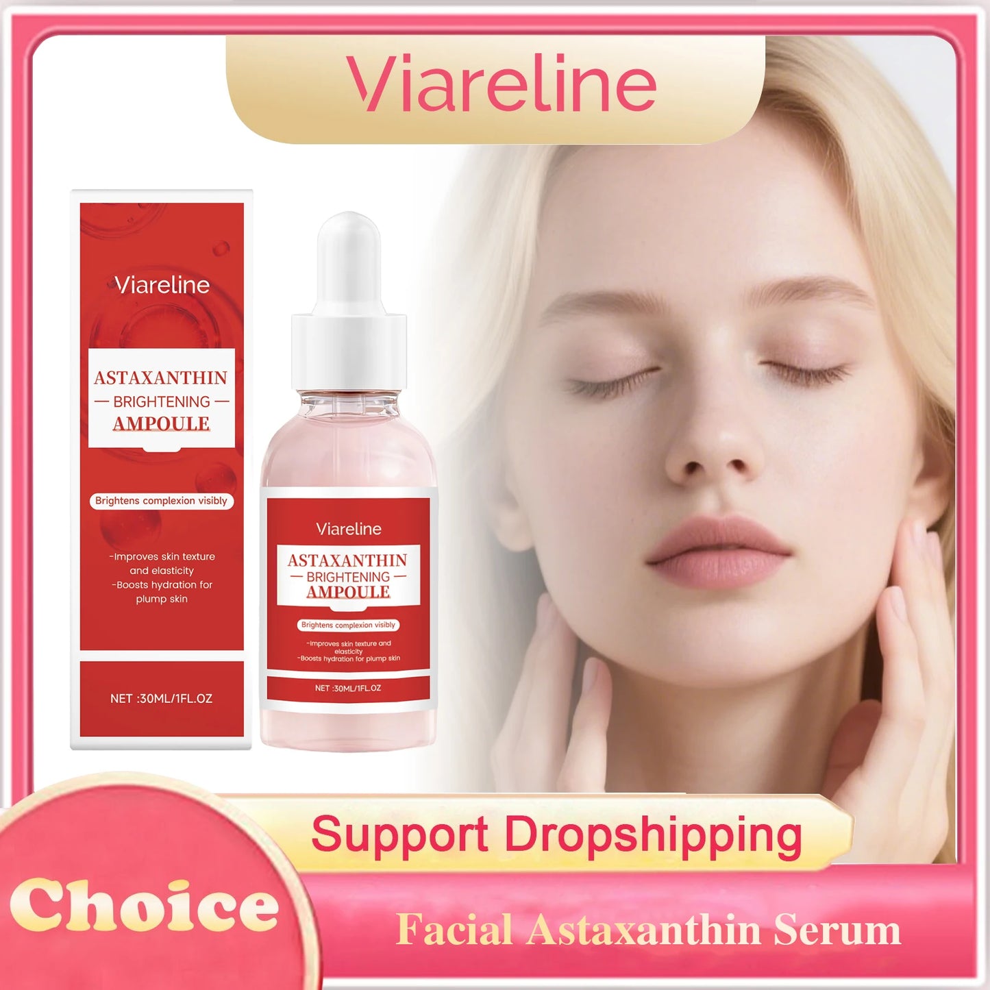 Viareline Astaxanthin Face Serum | Hydrating, Firming, Brightening