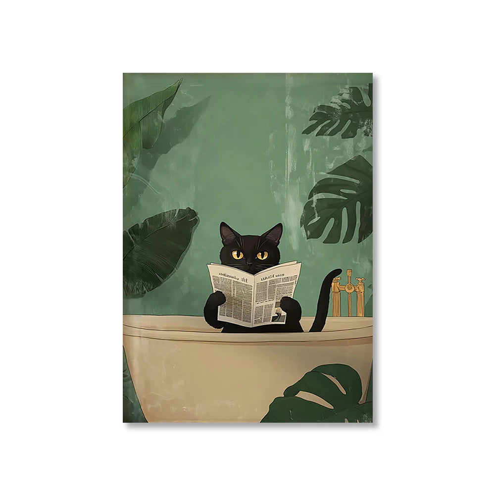 Funny Animal Toilet Canvas Wall Art | Bathroom Décor Poster