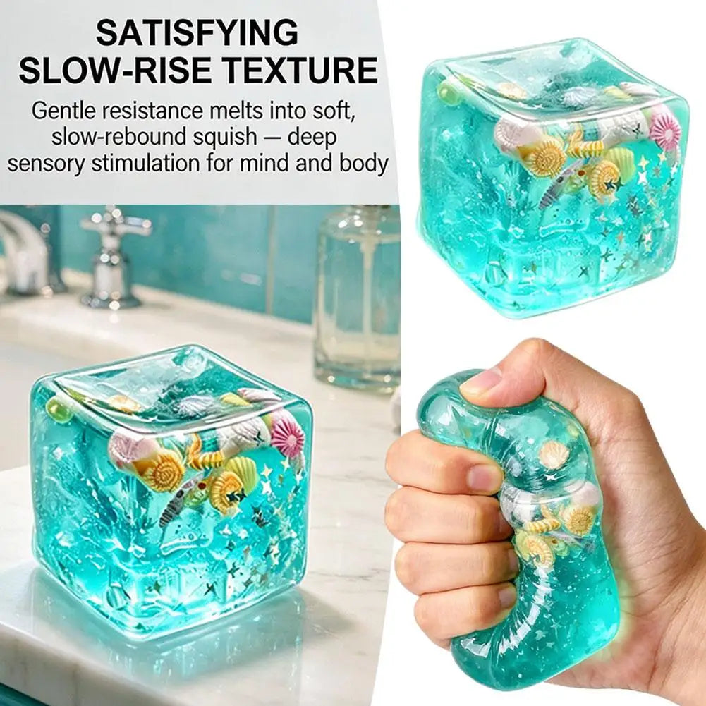 Ocean Cube Squishy Fidget Toy – Sea Shell Sensory Cube