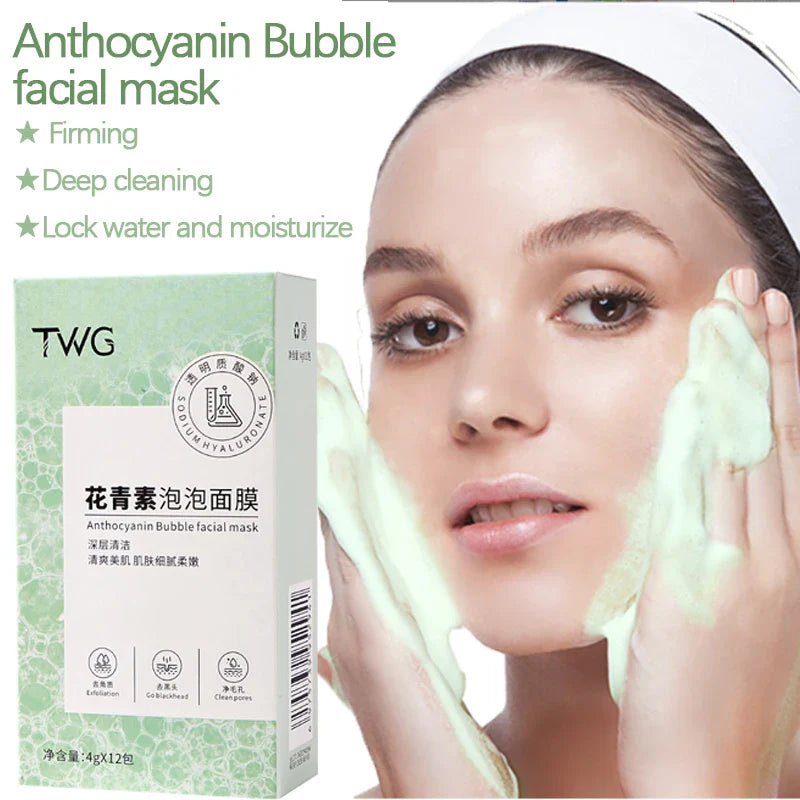 Anthocyanin Bubble Facial Mask – Deep Clean & Moisturizing 12pc