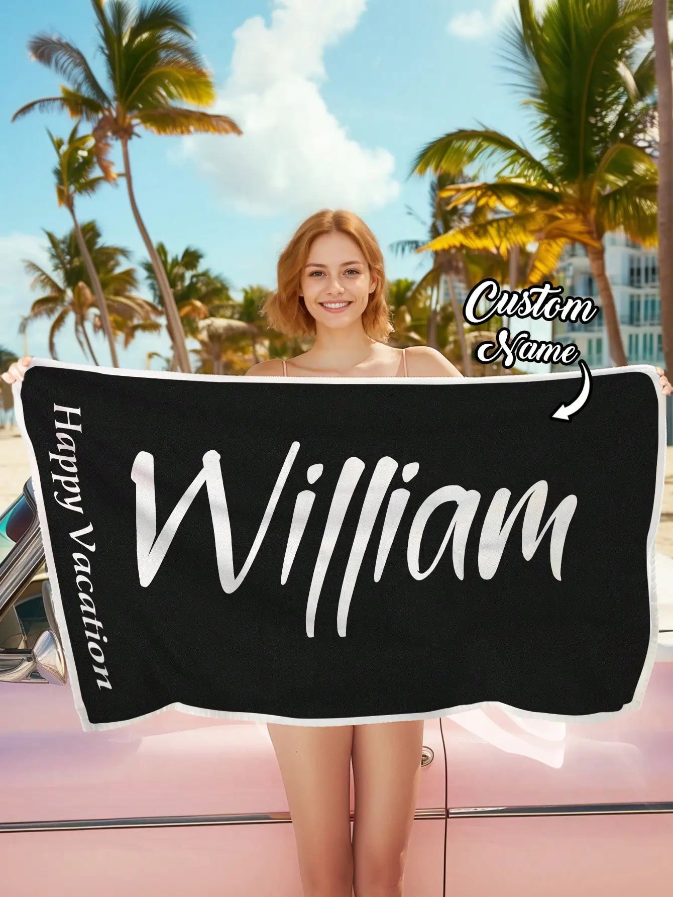 Custom Name Beach Towel | Personalized Gift for Men & Women Personalized Beach Towel Peaceful Pleasures Health and Wellness