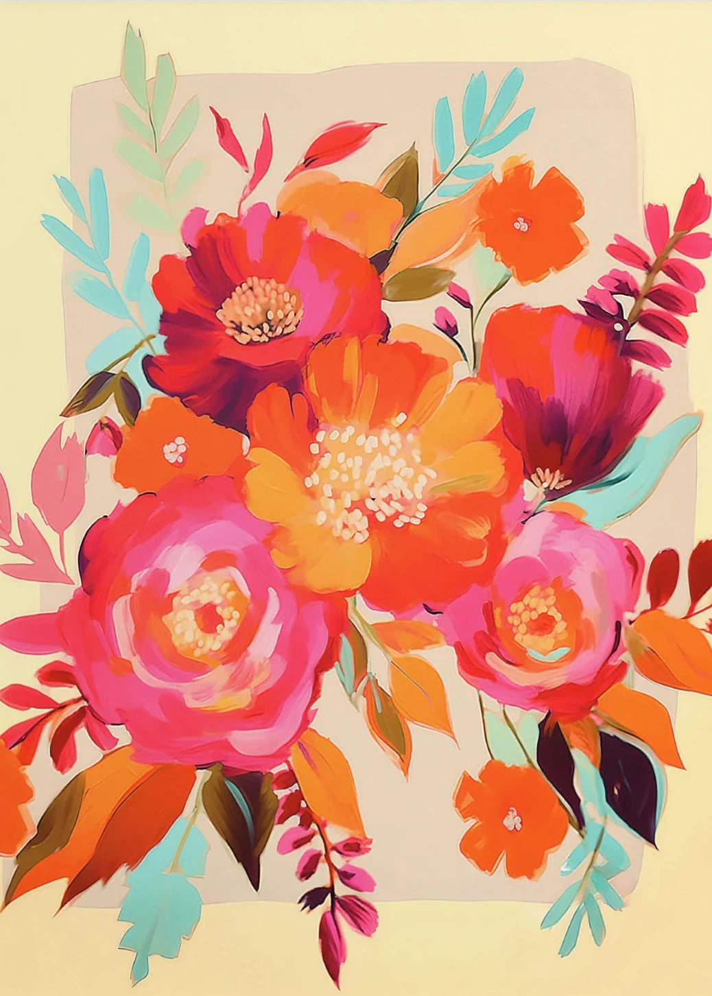 Gouache Wildflower Botanical Canvas Wall Art | Spring Floral Print