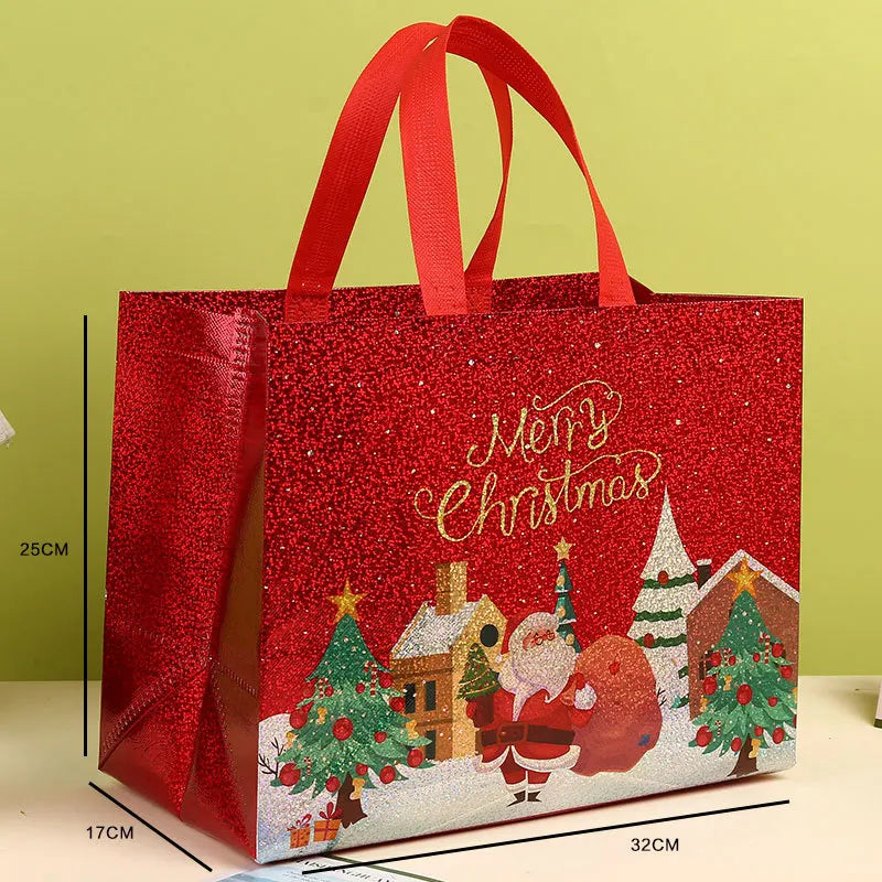 Christmas Non-Woven Tote Gift Bag | Santa & Xmas Tree