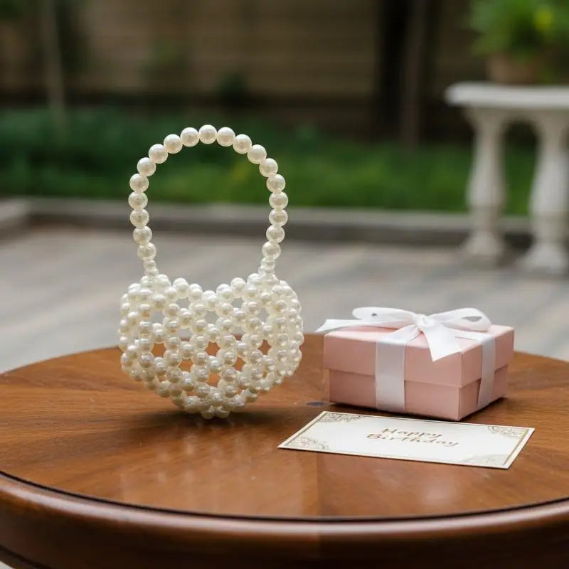 Pearl Beaded Heart Mini Bag – Cute Crossbody Handbag for Girls