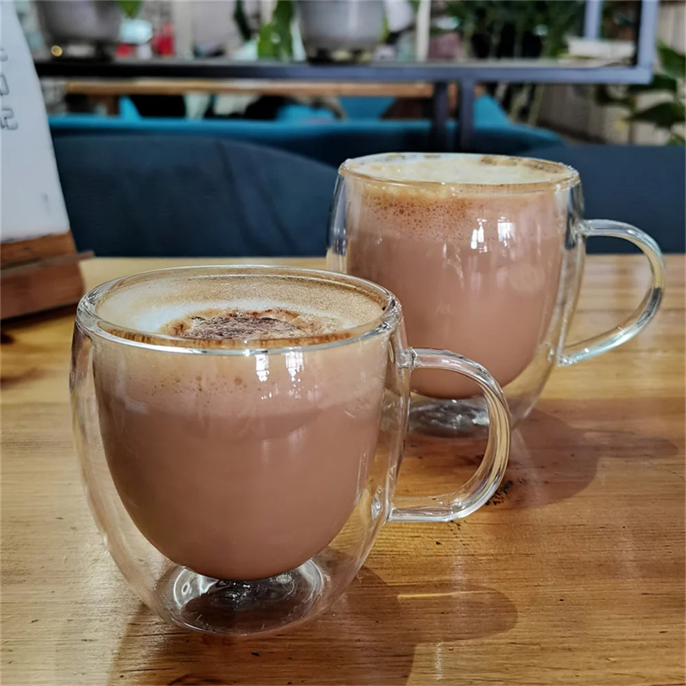 250ml Double-Walled Borosilicate Glass Coffee Mug with Handle
