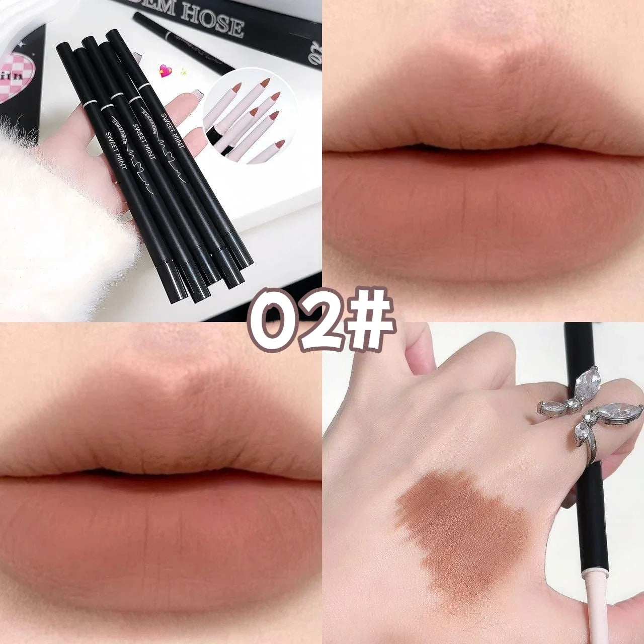 3D Velvet Matte Lip Liner Pencil – Waterproof Long-Lasting