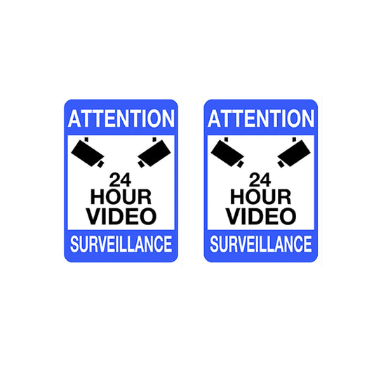 2x 4"x3"video surveillance warning sticker 24 hour Car sticker Peaceful Pleasures Health and Wellness Default Title