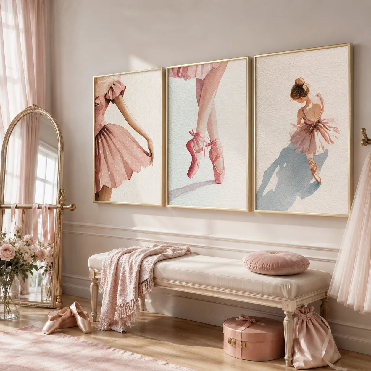 Nordic Ballerina Pink Canvas Wall Art | Girls Bedroom Décor Canvas Wall Art Peaceful Pleasures Health and Wellness