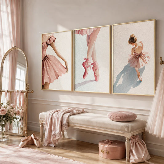 Nordic Ballerina Pink Canvas Wall Art | Girls Bedroom Décor Canvas Wall Art Peaceful Pleasures Health and Wellness