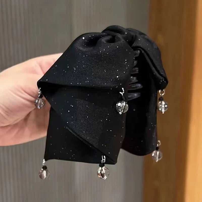 Rhinestone Bow Hair Claw Clip – Lace Shark Clip for Women