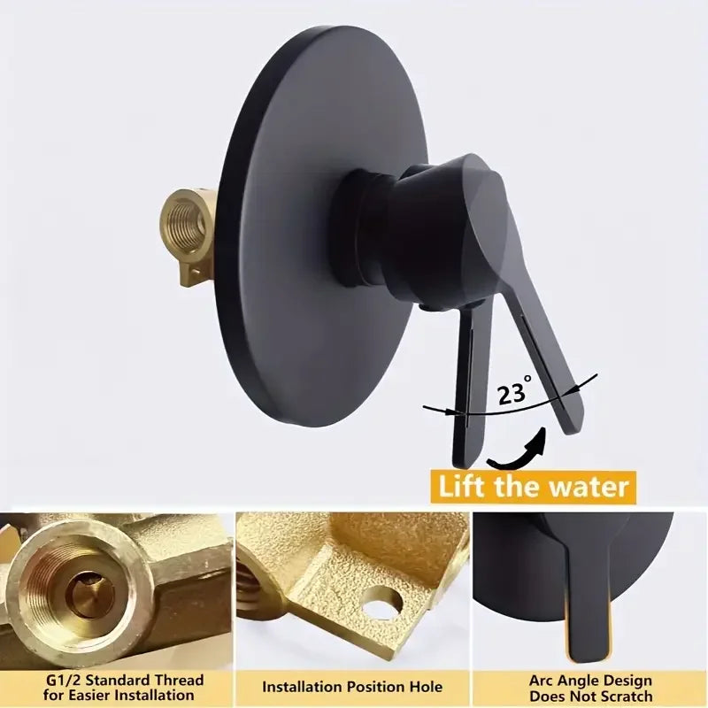 Black Wall-Mounted Dual Function Shower Faucet | YANKE Classic