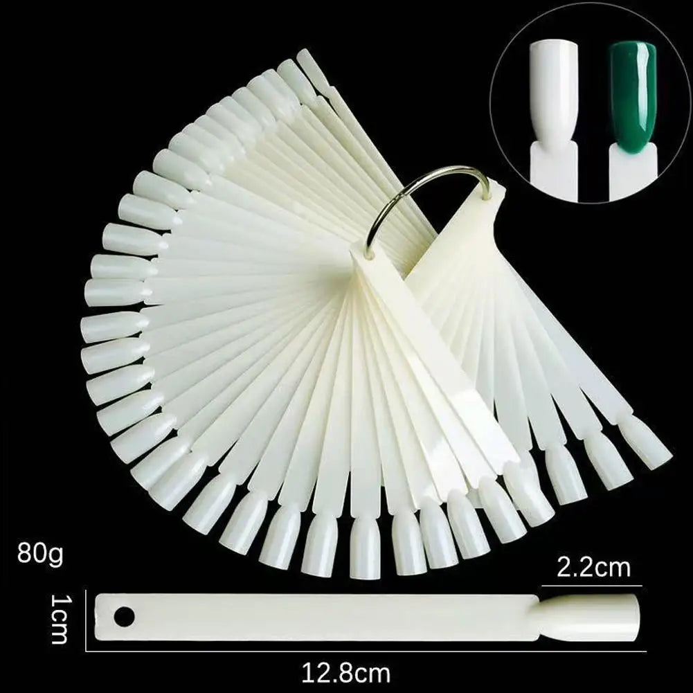 50pcs Nail Polish Color Card Fan Shaped False Nail Tips Display Palette Gel Polish Swatch Sample Board Tool Nail Art Sample Peaceful Pleasures Health and Wellness natural color