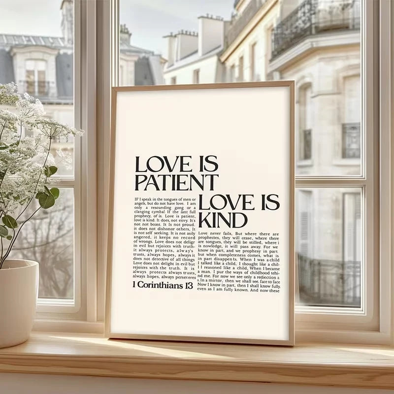 Love Is Patient Love Is Kind Scripture Canvas Wall Art Print
