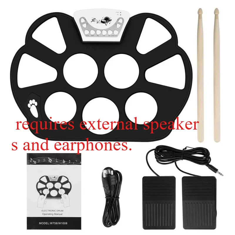 W758 Hand Roll Portable Drum Stand Neutral Without Horn Children's