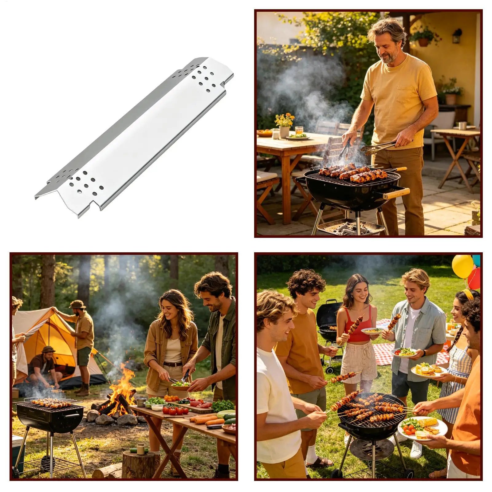 Grill Heat Plates Barbecue Flame Deflector Burner Heat Shield for Patio Backyard Camping Outdoor Picnic, Restaurant Use Peaceful Pleasures Health and Wellness