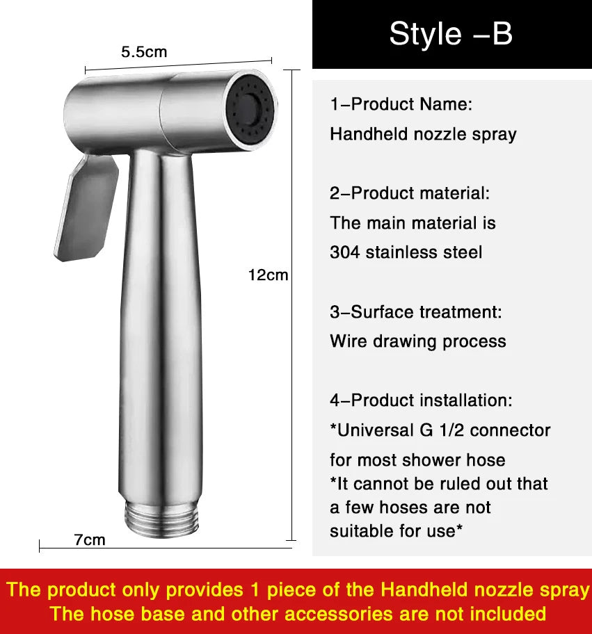 Handheld Bidet Sprayer Set – Stainless Steel Toilet Spray Gun