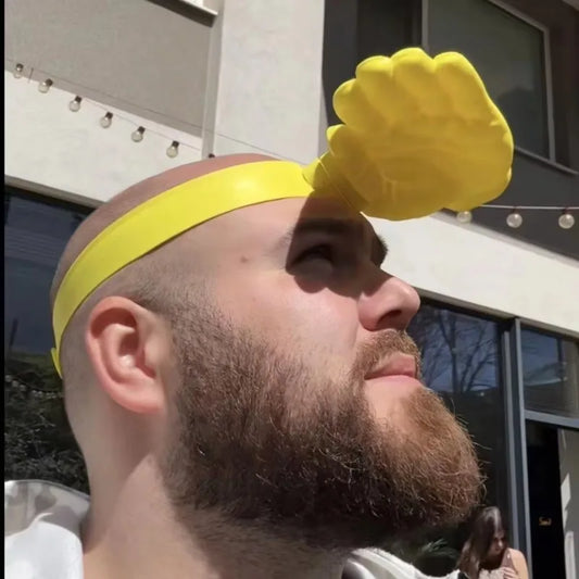 Funny Big Yellow Sun Hat | Creative Hand Visor for Selfies Novelty Sun Hat Peaceful Pleasures Health and Wellness