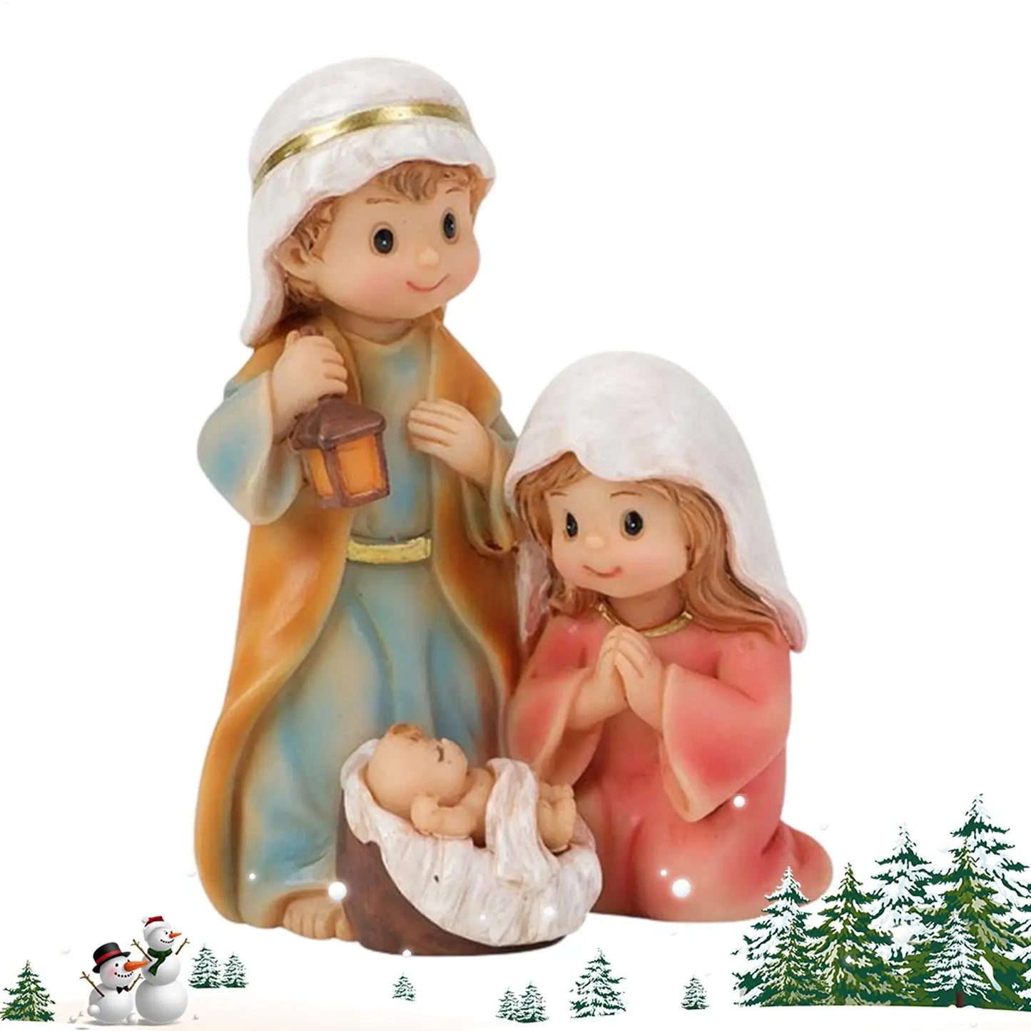 Resin Nativity Figurine | Holy Family Christmas Scene Decor