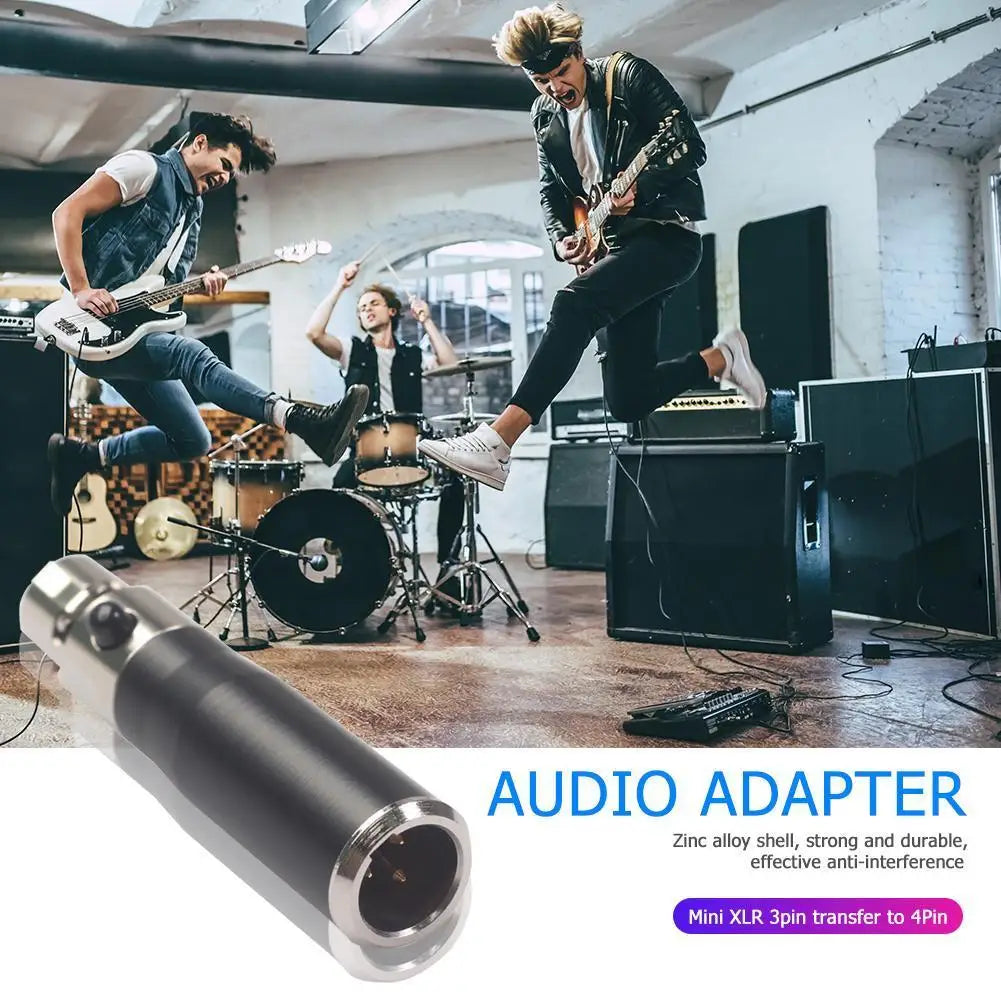 Mini XLR 3-Pin Male to 4-Pin Female Audio Adapter | Black