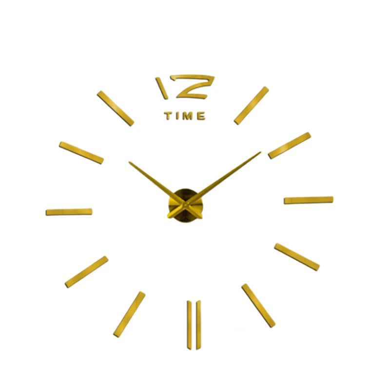 New Modern Design Large Wall Clock 3D DIY Quartz Clocks Fashion Watches Acrylic Mirror Stickers Living Room Home Decor Horloge Peaceful Pleasures Health and Wellness 056 Golden 2D 16 inch
