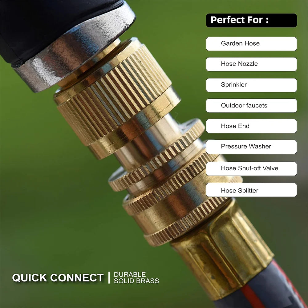 Quick Connector Water Pipe Tap Adaptor Fitting for 1/2"3/4"3/8"1/4" Irrigation Tube Water Stop Repair Joints Brass Garden Hose Peaceful Pleasures Health and Wellness