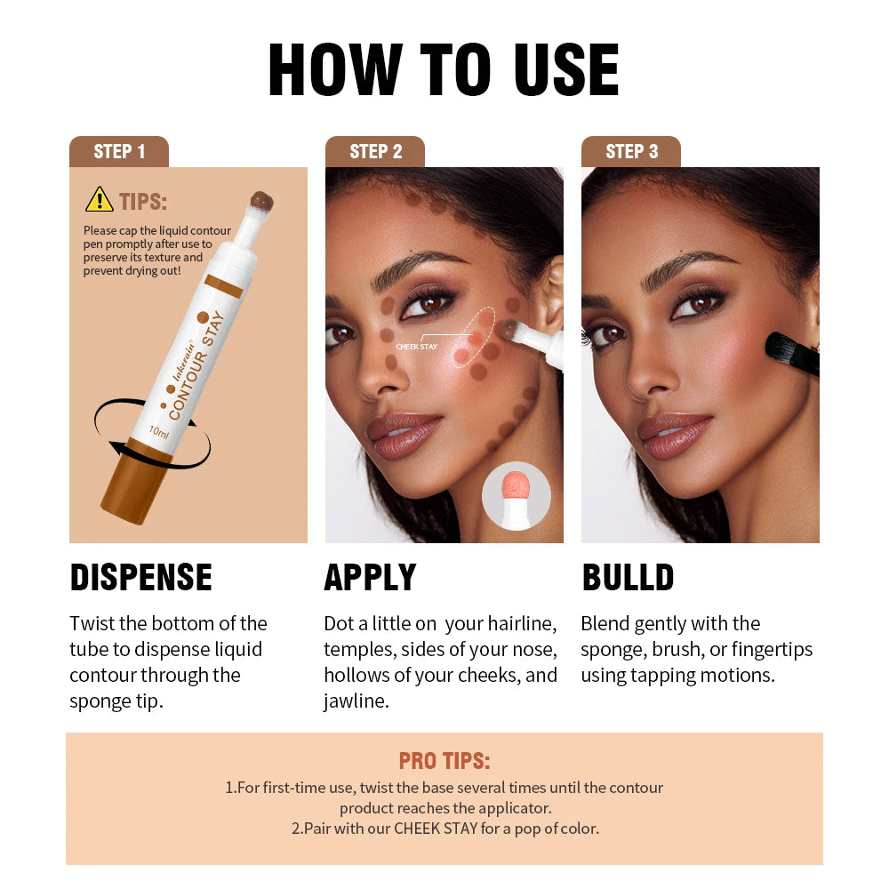 Face Contour Stick Long Lasting Makeup Silky-smooth Texture 3D Contour Blush Stick Concealer Cream Makeup Tool Cosmetics Peaceful Pleasures Health and Wellness