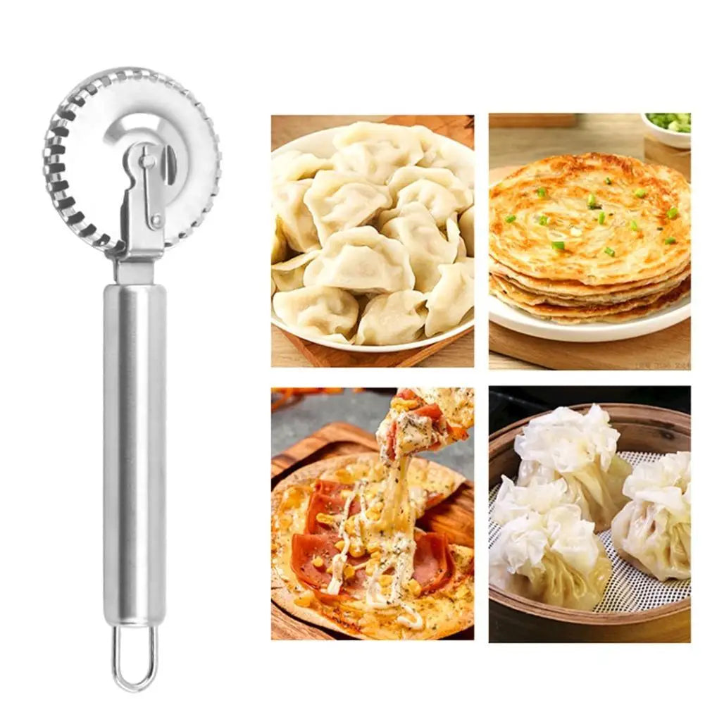 Stainless Steel Cutter 3-in-1 Pastry Roller Embossing Tools Edge Sealing Lace Cutting For Dumplings Pies Home Professional Knife Peaceful Pleasures Health and Wellness