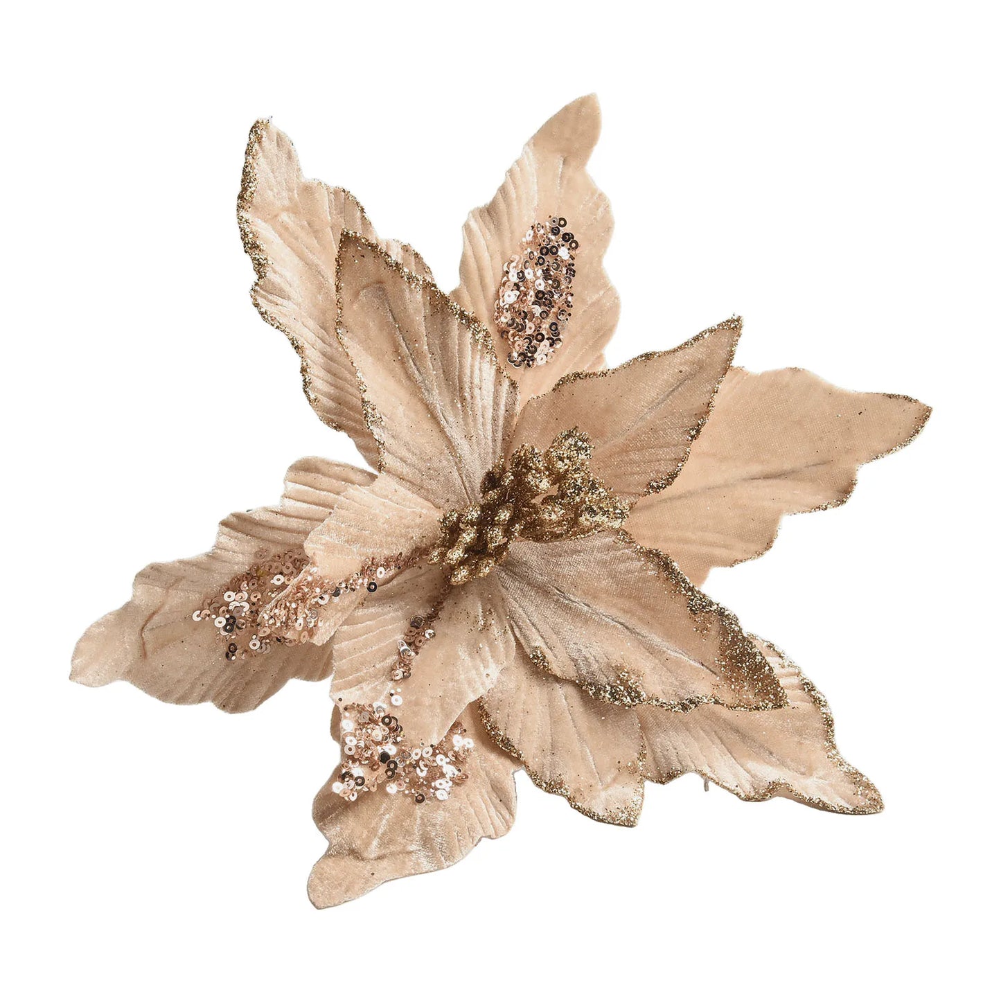 Glitter Artificial Christmas Cloth Flowers | Tree & Home Décor