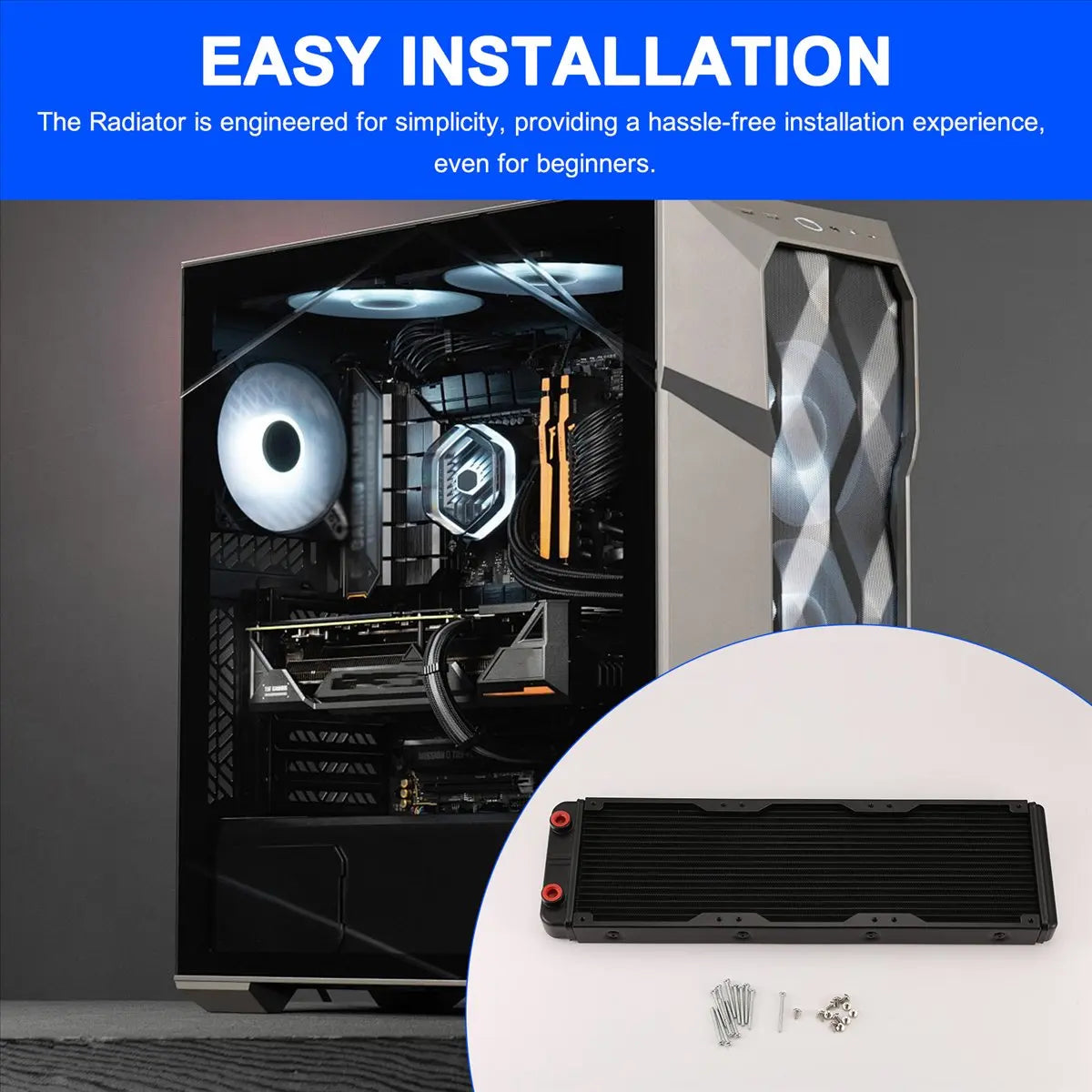 360mm Aluminum Water Cooling Radiator – 18 Pipe PC Liquid Cooler Peaceful Pleasures Health and Wellness