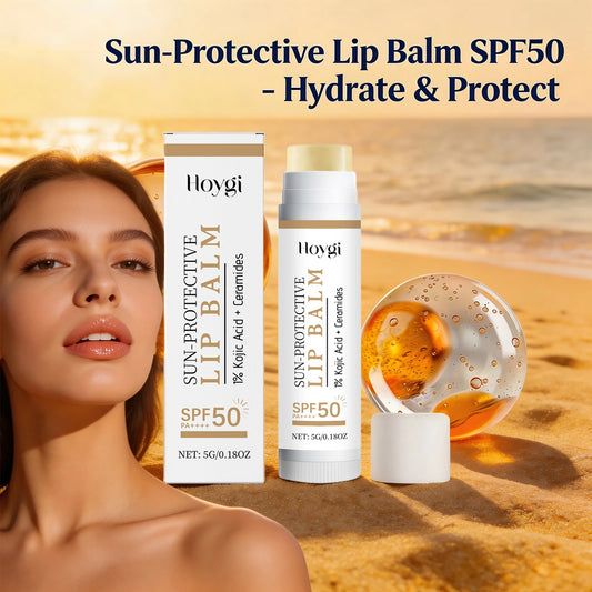 Sun Protective Lip Balm Spf 50+ Sunblock Fade Lip Lines Nourishing Moisturizing Kojic Acid Ceramide Lip Care Shining Lipstick Peaceful Pleasures Health and Wellness