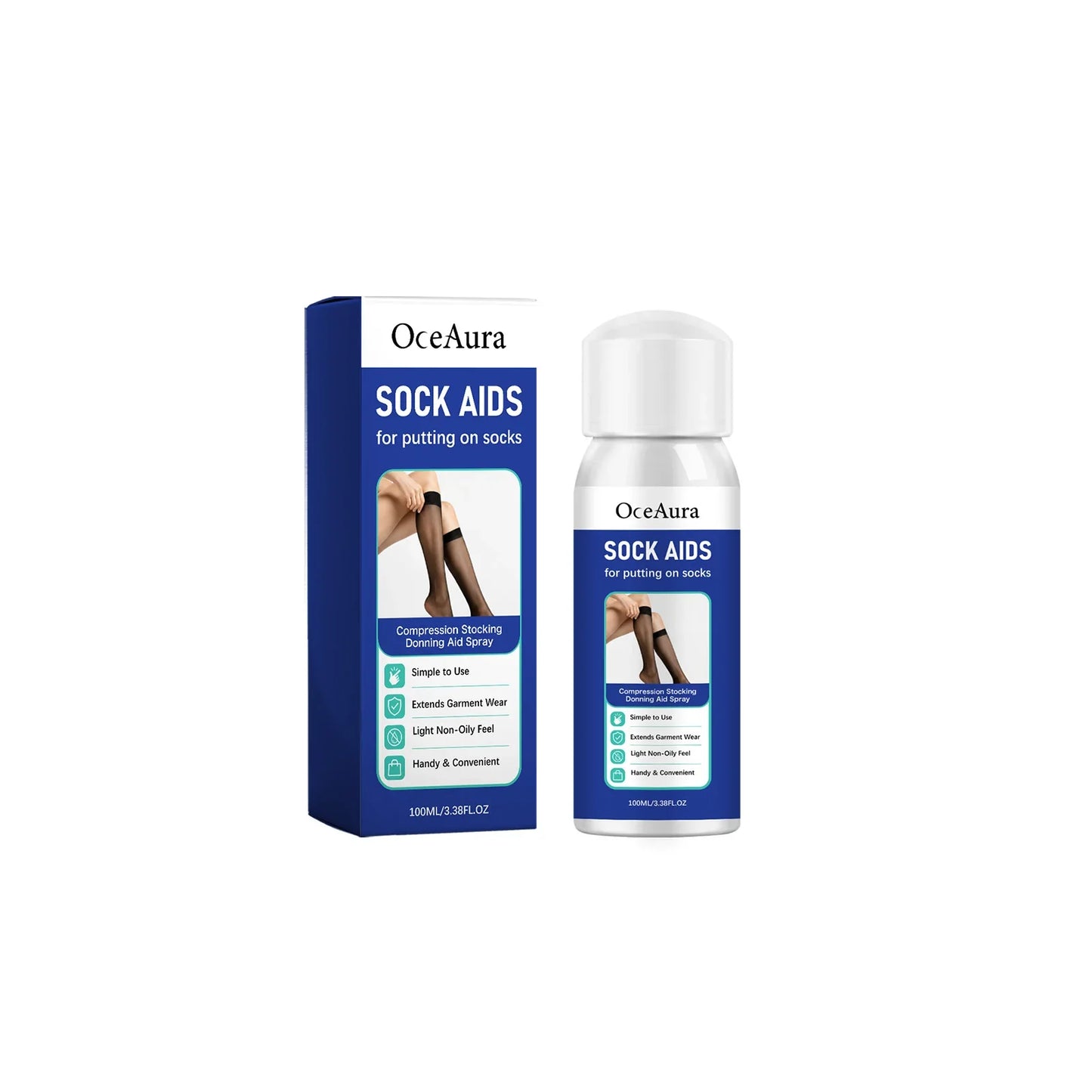 OceAura Sock Donning Aid Spray – Anti-Friction, Non-Oily 100ml