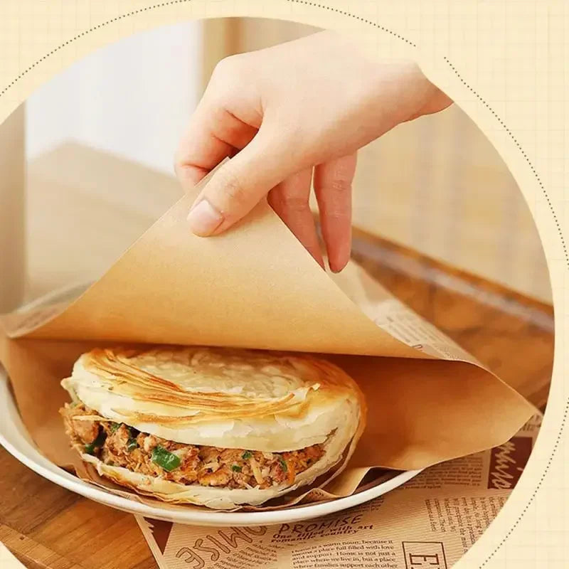Disposable Wax Food Wrappers for Sandwiches & Burgers – 50 Pcs