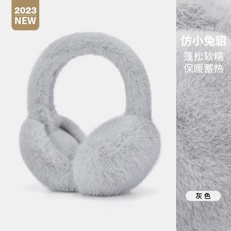 Soft Plush Ear Warmer Winter Earmuffs for Women Men Fashion Solid Color Warm Ear Cover Fashion Outdoor Cold Protection Earmuffs Peaceful Pleasures Health and Wellness grey