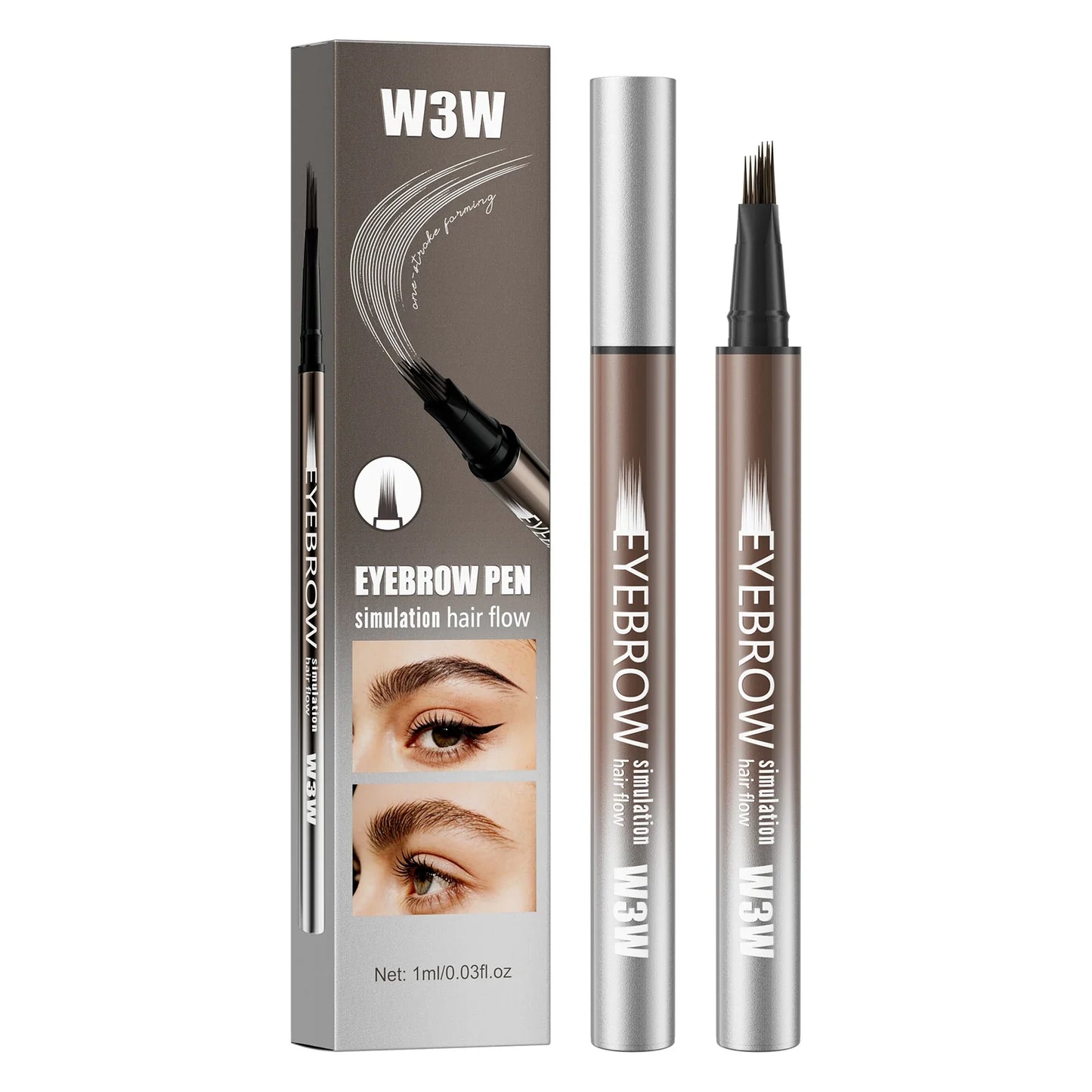 W3W Waterproof Liquid Eyebrow Pen – 5 Colors, Long-Lasting