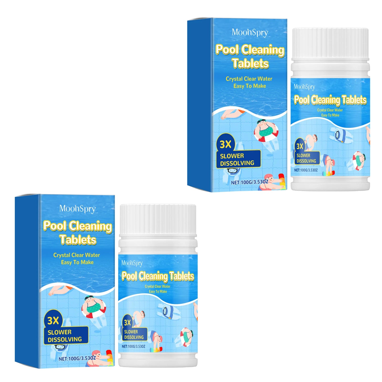 Pool Cleaning Tablets,Hot Tub And Spa Chlorine Tablets,Multifunction Long-Lasting Algaecide & Clarifier,Safe For All Pool Types Peaceful Pleasures Health and Wellness 2pcs