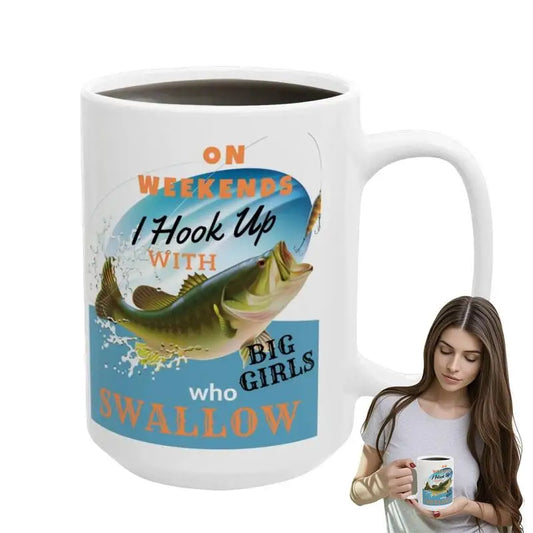 Fishing Theme Ceramic Coffee Mug | Funny Fisherman Gift Novelty Coffee Mug Peaceful Pleasures Health and Wellness Brazil