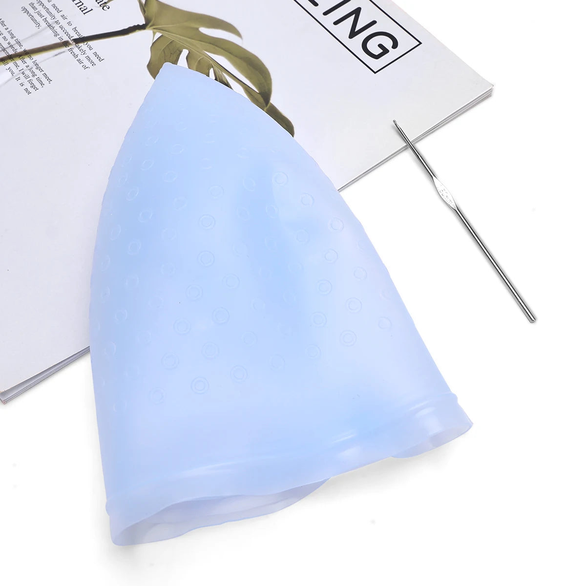 For Hair Dying Salon Dye Silicone Cap With Needle Silicone Hair Highlights Cap Needle Reusable Hair Hairstyling Tools Peaceful Pleasures Health and Wellness Blue