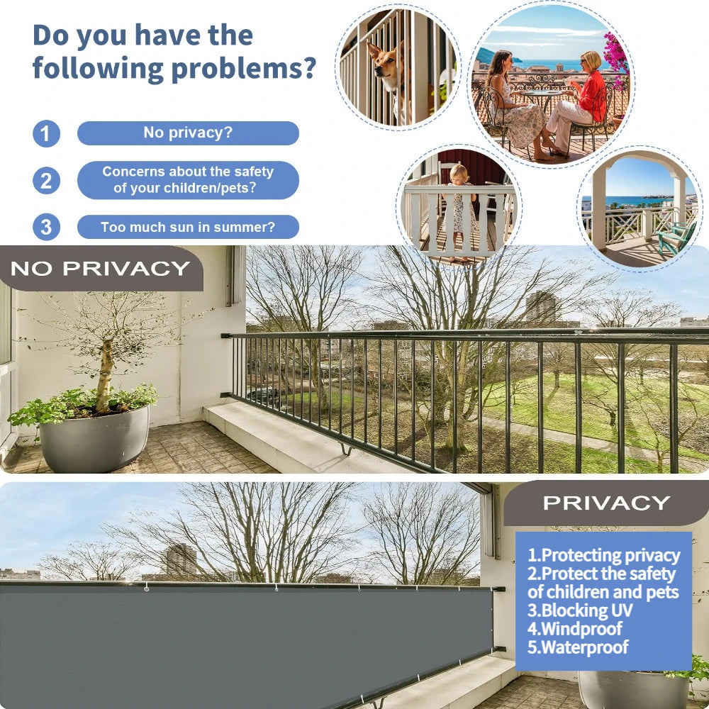 Waterproof Balcony Privacy Screen – UV Protection Fence Cover