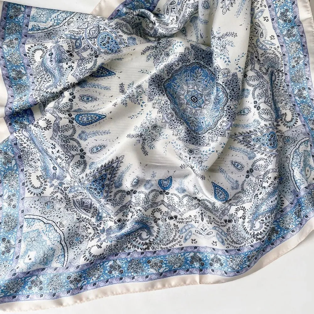 Women's Square Printed Scarf 70x70cm – Silk-Feel Headscarf