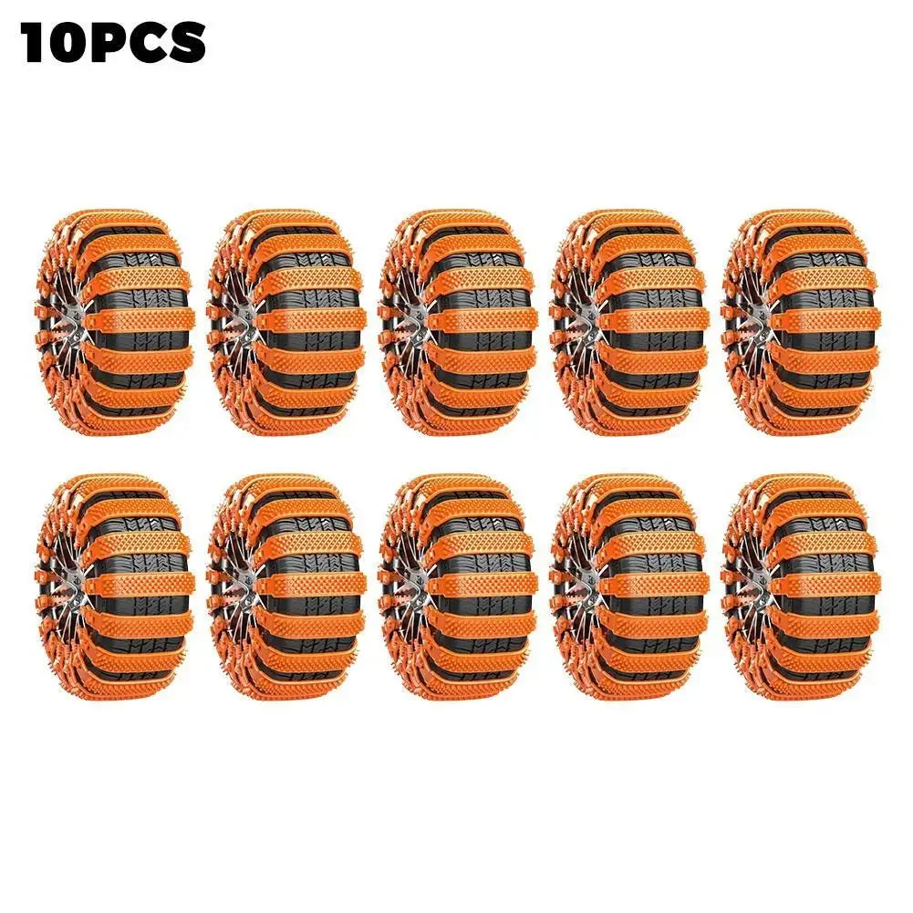 20/10pcs Snow Chain Urethane Set Wheel Ties Belts Widen Thicken Car Tire Crawler Anti-skid Wheel Tyre Ties Winter Emergency Tool Peaceful Pleasures Health and Wellness orange 10pcs