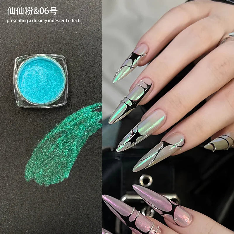 Icy Aurora Holographic Nail Glitter Powder | Polarizing Shine 1g