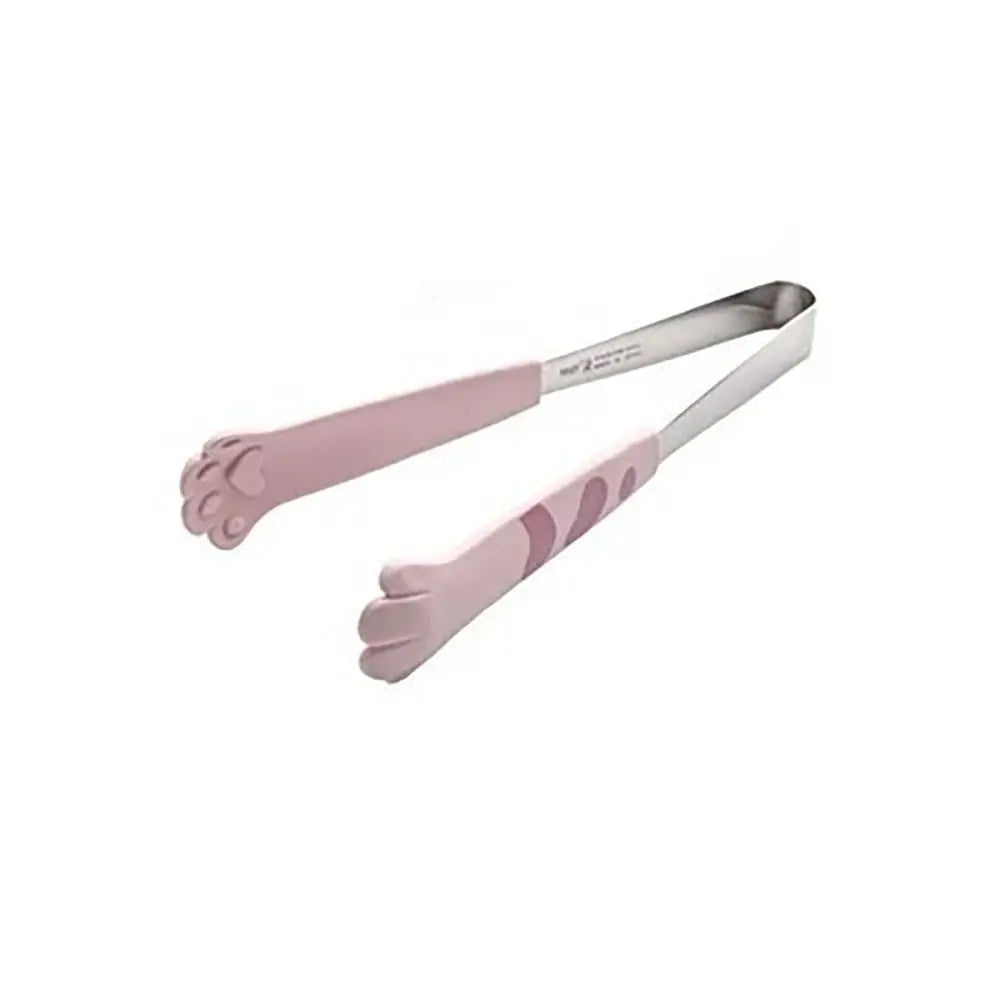Cartoon Cat Paw Shape Food Tongs Sandwich Baking Clip Kitchen Gadgets Meal Tongs Stainless Steel Barbecue Tongs Peaceful Pleasures Health and Wellness Pink-L