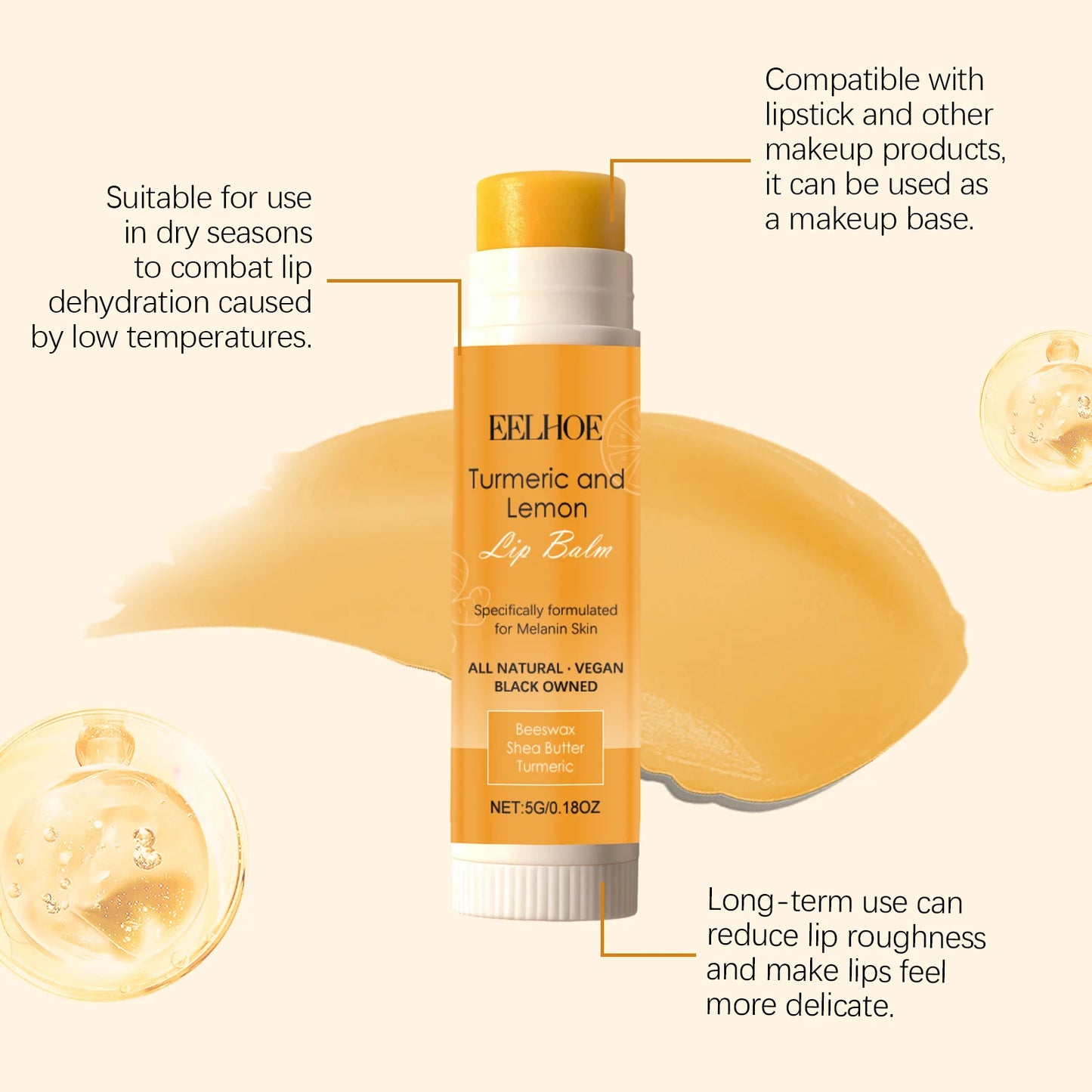 Eelhoe Turmeric Lemon Lip Balm – Moisturizing & Brightening