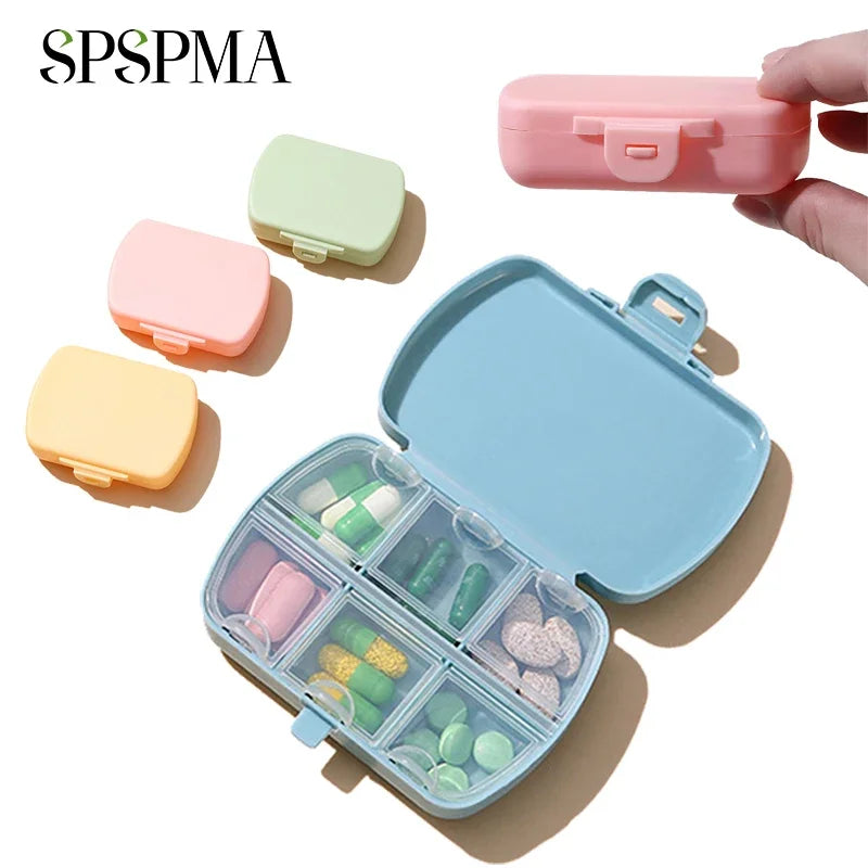 SPSPMA 1PCS Travel Pill Organizer, 6 Compartments Daily Pill Case, Portable Small Pill Box for Purse or Pocket Peaceful Pleasures Health and Wellness