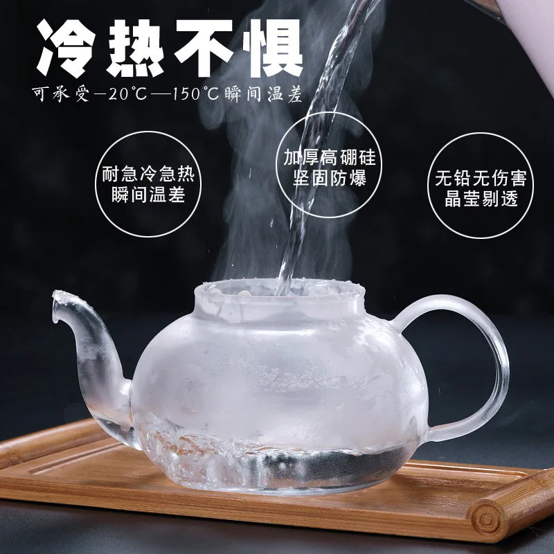 HMLOVE Glass Teapot Stainless Steel Tea Strainer Infuser Flower