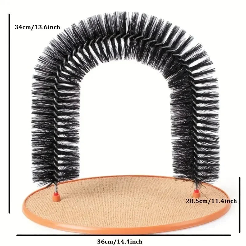 Cat Arch Self-Groomer with Scratching Pad & Massage Brush