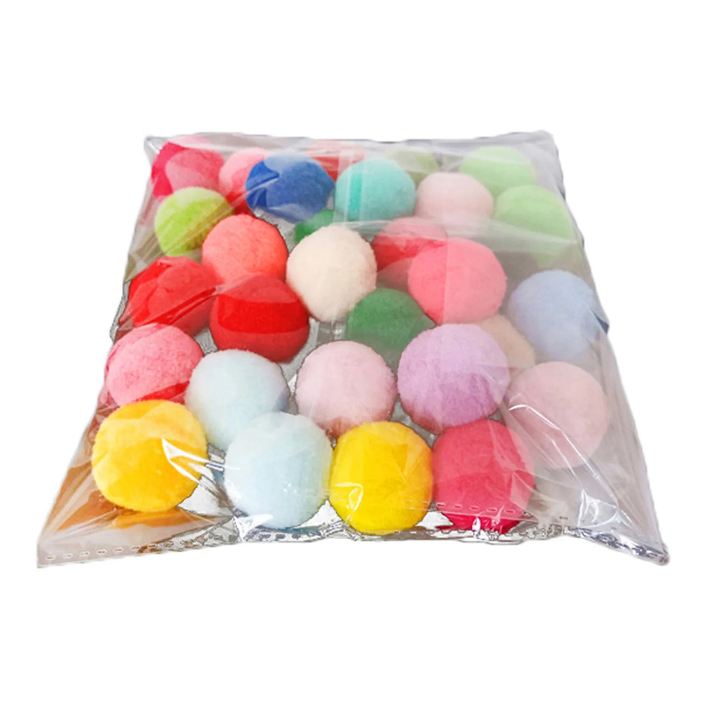 30-Pack Soft Plush Cat Toy Balls – Colorful 4cm Kitten Pompons