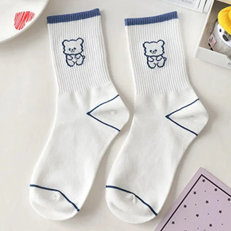 Women's Socks Warm Socks In Autumn and Winter Blue Socks Students High-top Striped Checkered Sports Stockings Peaceful Pleasures Health and Wellness 3 One size